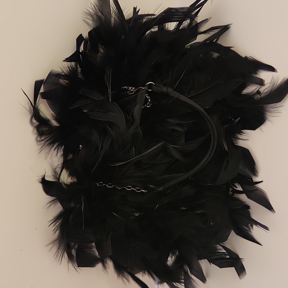 Black feathered bag